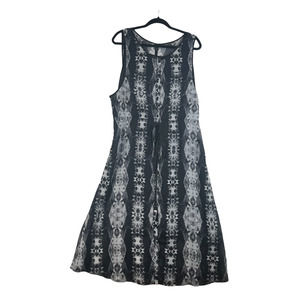 Kenneth Cole Lined Sheer Sleeveless Tie Dress LG tie die cinched waist